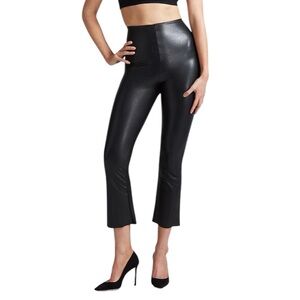 Commando Faux Leather Control Smoothing Crop Flare, Black medium